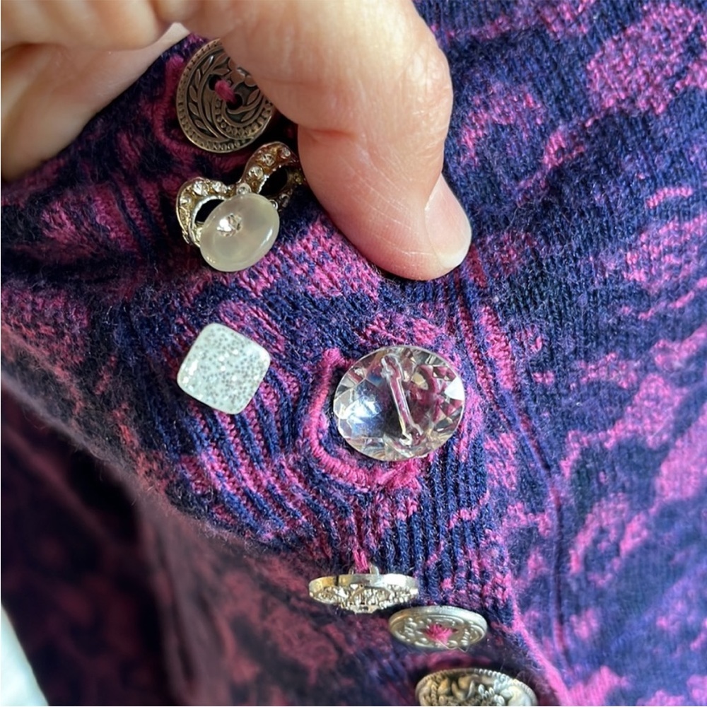 Romantic Sweater Delias Vintage Purple Peplum Top Sweater Cardigan Womens M - Picture 5 of 15